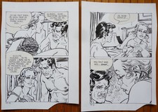 STELIO FENZO 2 planches originales érotique pour Elvifrance ami de Hugo PRATT