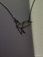 Chaîne pendentif colombe origami en argent, longueur 42 cm 
