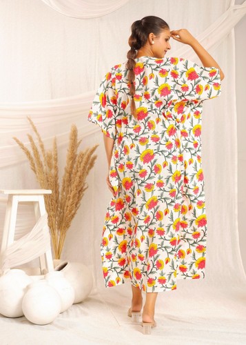 Robe caftan imprimée bloc - robe,