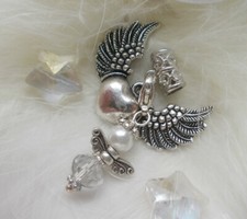 Pendentif Ange Aile D'Ange Porte-Bonheur Cœur Aile Ange Gardien Vintage