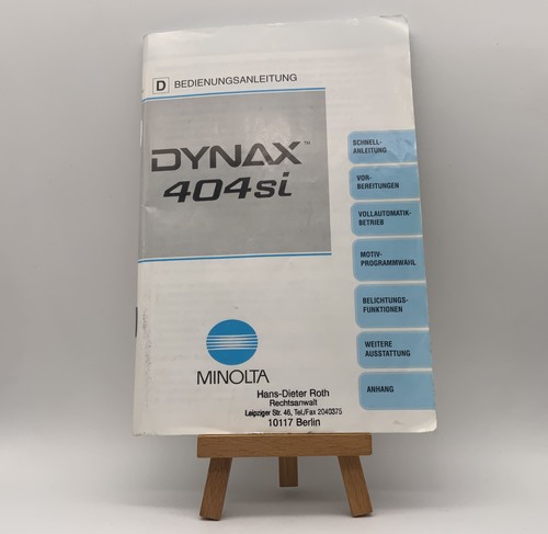 Minolta dynax 404si - 404si, manuel