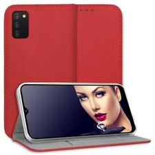 Coque Housse Etui à clapet pour Samsung Galaxy A03s 4G (EU) rouge Bookstyle Flip