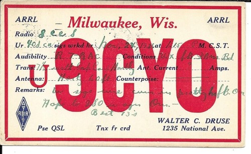 Qsl 1926 milwaukee wisconsin - 1926,
