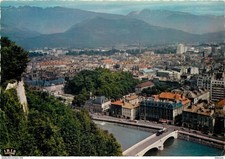 38 - Grenoble - Vue générale - Pont Marius-Gontard - Chaîne de Belledonne - Cart