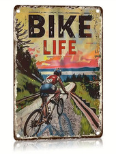Plaque Murale Métal "BIKE LIFE" Art Déco Vintage idée cadeau vélo