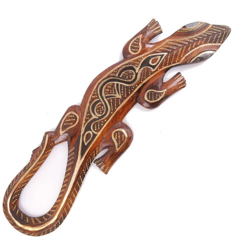 Salamandre murale bois 50cm - murale,