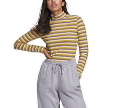 T-Shirt À Rayures À Manches Longues Col Montant En Coton Femmes Originals XS S M
