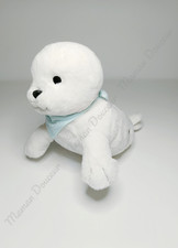 Peluche/Doudou Medium Phoque Brioche Blanc Bandana Bleu Les Amis 25*15cm - Kaloo