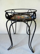 CÉRAMIQUE VALLAURIS & FER FORGÉ * SELLETTE / PORTE PLANTE ANCIEN