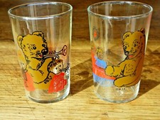 lot de 2 Verres à moutarde ancien Nounours Nicolas et Pimprenelle ORTF vintage