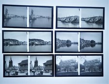 Honfleur 6 vues stéréographiques positif verre stéréo port ville maison photo
