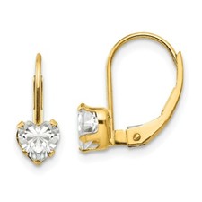 14K or Jaune Cz Coeur Boucles