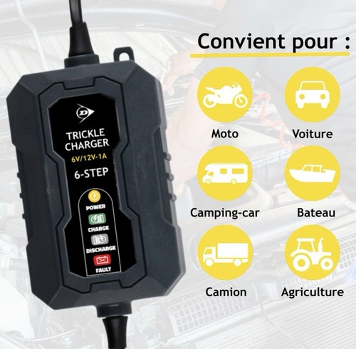 Chargeur batterie dunlop 12v - batterie,