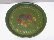 PLATEAU ROND TOLE PEINTE VERT