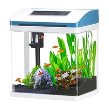Verre Mini Aquarium Complet 7.5L Nano Petit Bocal Poisson Starter Kit avec Filtr