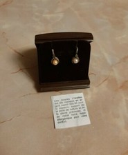 boucles d'oreilles clips vintage  en argent perle et pierre précieuse 