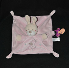 ? Doudou plat lapin rose rayures SIMBA TOYS NICOTOY étoiles attache tétine TTBE