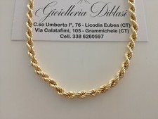 18K OR JAUNE Chaîne COLLIER TRESSE CORDE Maille Massif Homme Femme 750% Italie 
