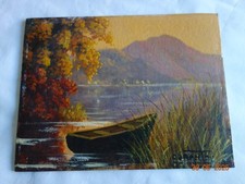 ANCIENNE PETITE PEINTURE A L'HUILE LAC ANNECY SIGNEE DURANTOU ?? BARQUE MONTAGNE