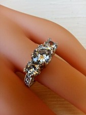  BAGUE SERTIE DE SAPHIRS BLANCS C.Z. en T.52 ou T.57 GOLDFILLED OR BLANC BA92   