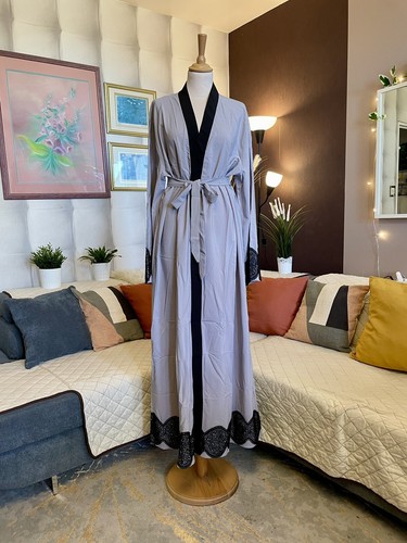 Longue robe abaya grise - longue,