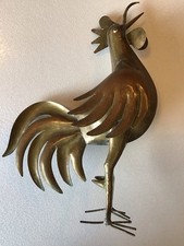 Moderniste Laiton  Belle Patine Bronze Animalier Design Coq Ferme Basse-cour