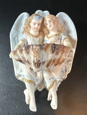 Bénitier porcelaine biscuit Anges