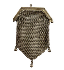 Minaudière ancienne maille métal – porte-monnaie XIXe – sac réticule vintage