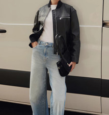 Veste en cuir femme noir