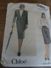 1299 PATRON VINTAGE "VOGUE CREATEUR CHLOE JUPE BLOUSE VESTE TAILLE 44 