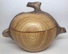 Rare Grande Soupière Vintage Imitation Bois Signé Vallauris Grandjean Jourdan