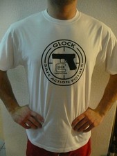   T SHIRT blanc pistolet GLOCK  taille L tee AIRSOFT PAINTBALL TIR 17 19 26 34