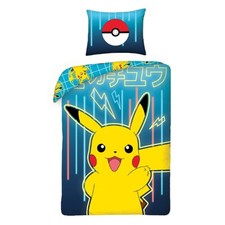 Parure lit Housse de couette 140x200cm POKEMON réversible Pikachu booster violet