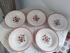 Lot 5 assiettes creuses en faience de DIGOIN Sarreguemines Modèle Bouquet Fleuri