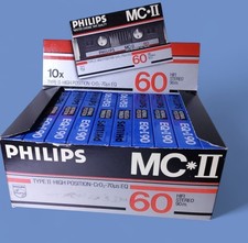 10 cassettes audio neuves blister Philips EQ*I 90  boîte MC*II 60 K7 vintage