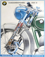Art mural technique moto années 1950 - BMW R51/3 - 12X16/16X20/18X24/24X36