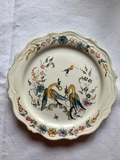 Assiette décorative Moustier céramique motif coloré Vintage  Bon Etat