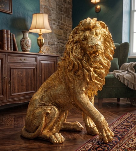 Statue lion assis décoration - statue,