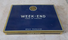 Vintage cigarettes tobacco box WEEK END Blue France Seita antique old