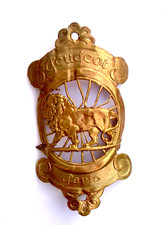 Plaque de Velo Cycles PEUGEOT à Paris - Old Bike Head Badge - No Emaillee