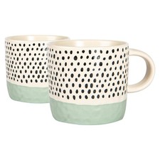 2x céramique Trempé points colorés tasses à café Patterned thé Coupes Blue