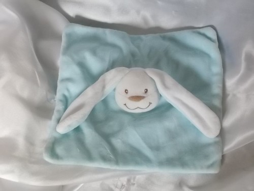Doudou lapin bleu plat - lapin,