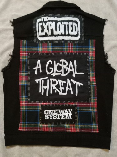 Diy punk denim vest medium - denim, a