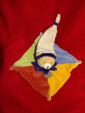 Doudou et compagnie ours plat arlequin rouge bleu jaune vert Etat Neuf