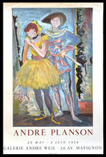 André PLANSON : exposition Galerie André WEIL , affiche en litho signée 1958