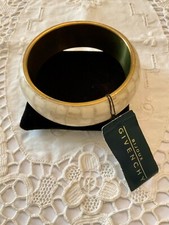 ANCIEN BRACELET GIVENCHY PARIS - MÉTAL DORÉ INCLUSION - ÉTIQUETTE VÉRIDIQUE