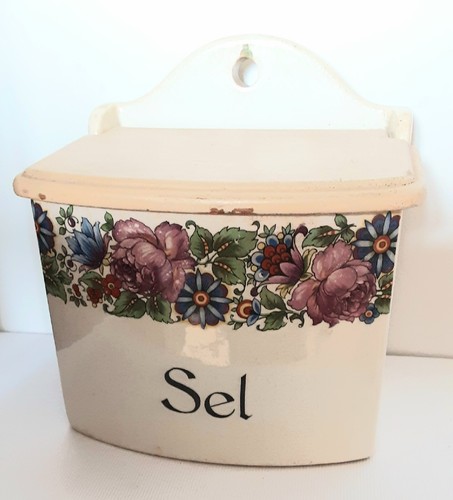 Ancienne boite sel faience - boite, à
