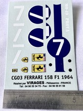 Maquette miniatures: decals décalcomanies car Ferrari 158 F1 1964, Virages, 1/43