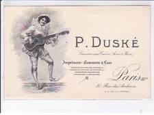PUBLICITE : graveur sur cuivre, acier et bois DUSKE à Paris rue des Archives