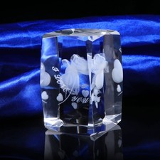  Cristal 3D Rose Fleur Gravé Verre Je T'aime Base Figurine Ornement Cadeau pour